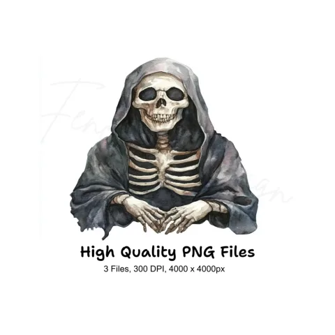 Spooky Grim Reaper Skeletons Clipart Bundle