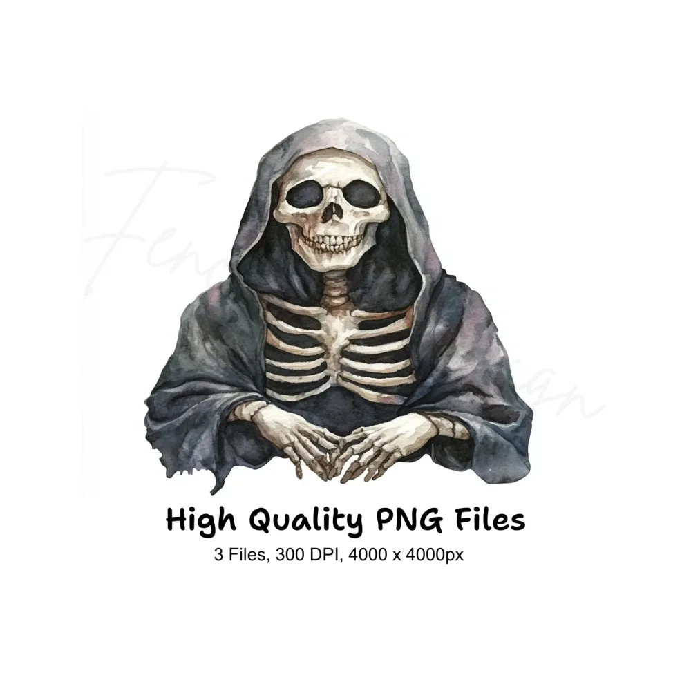 Spooky Grim Reaper Skeletons Clipart Bundle