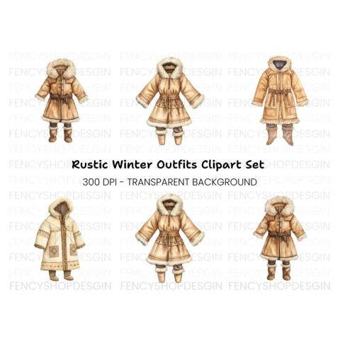 Eskimo Winter Outfit Clipart Bundle