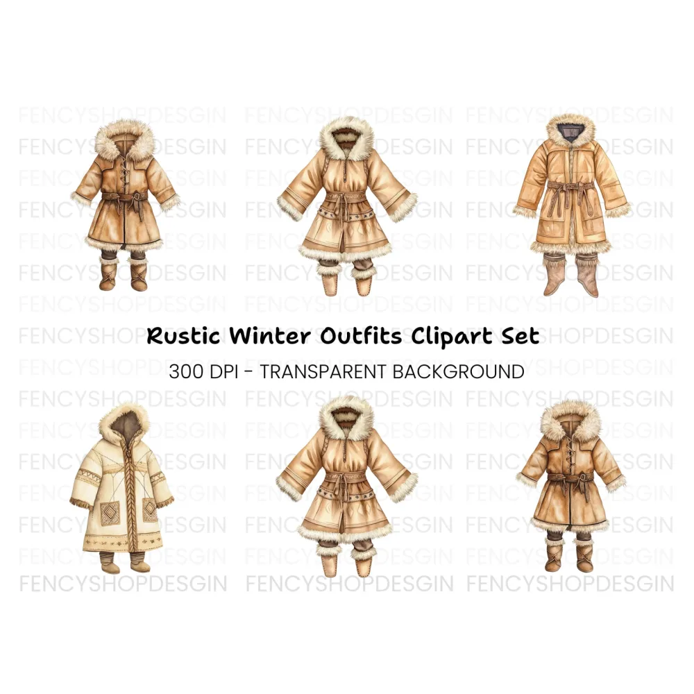 Eskimo Winter Outfit Clipart Bundle