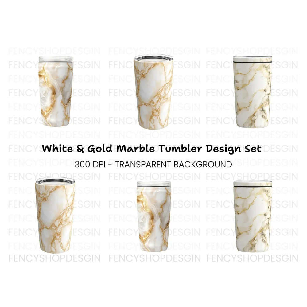 Gold Veined Marble Tumbler Clipart Bundle