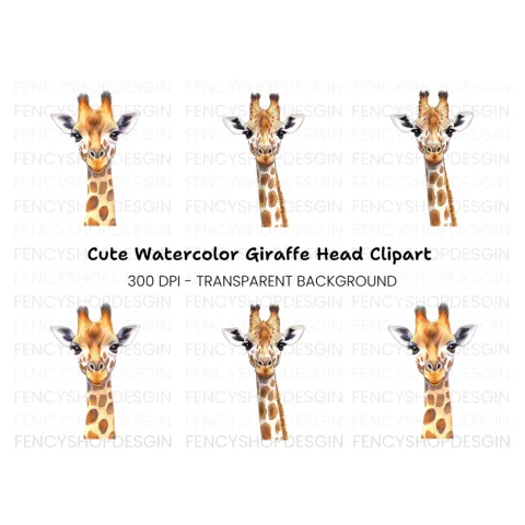 Cute Giraffe Head Clipart Bundle