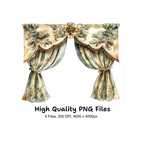 Vintage Drapes Clipart Bundle