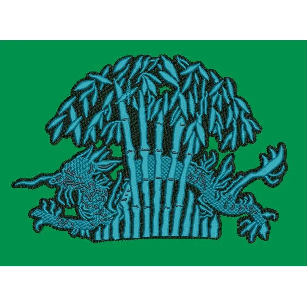 Dragon in Bamboo Forest Embroidery Design