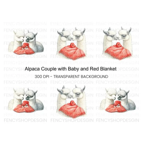Alpaca Family with Baby Clipart Bundle