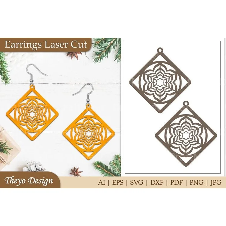 Earrings Lasercut Mandala SVG Bundle