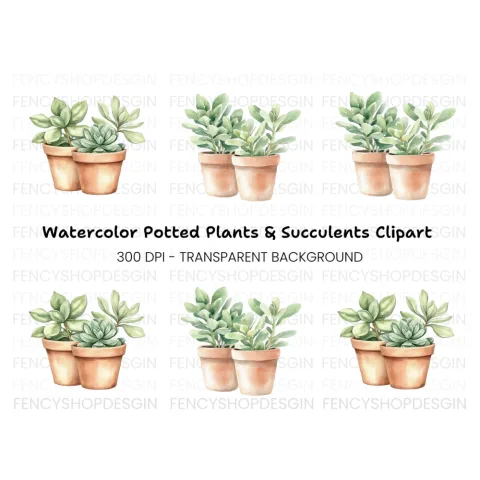 Succulent Plants Clipart Bundle
