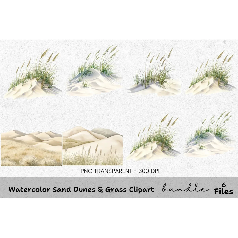 Sand Dunes Grass Clipart Bundle