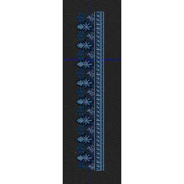 Midnight Blue Snowflake Leaf Border Navy & Ice Blue Embroidery Design