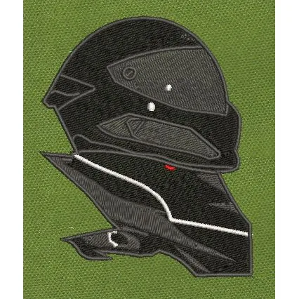 Racing Helmet Black & White Embroidery Design