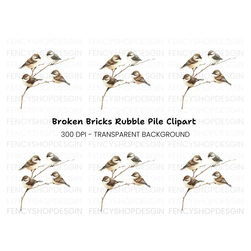 Cute Birds on Branch Clipart Bundle