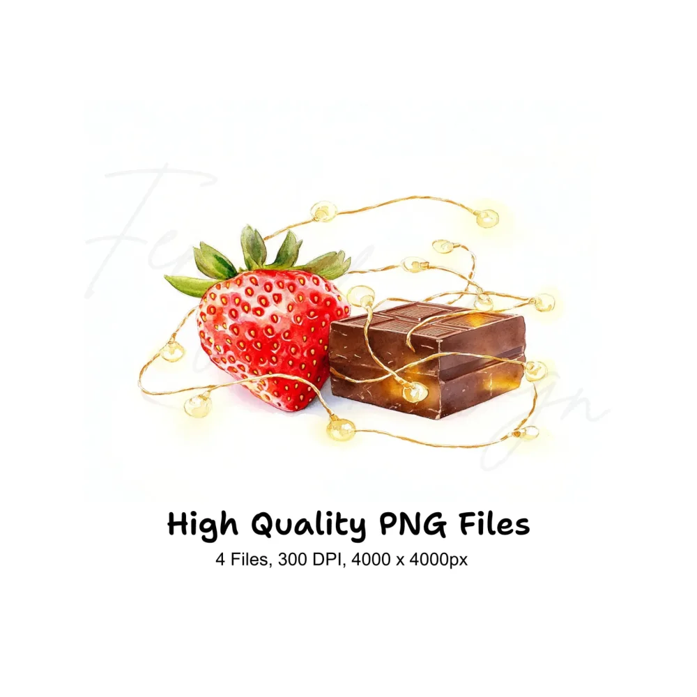Strawberry and Chocolate with Lights Clipart Bundle