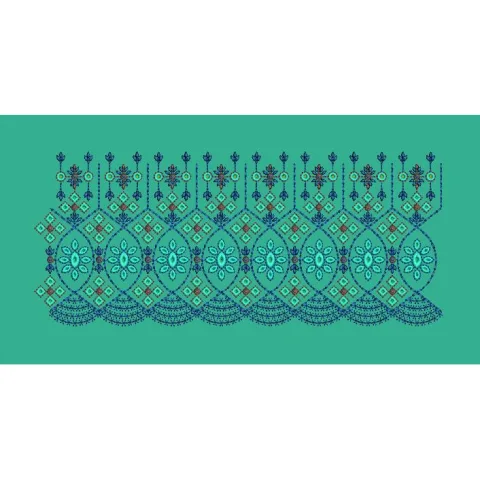 Turquoise Geo Floral Border Embroidery Design
