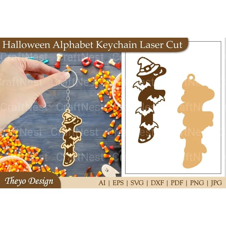 Halloween Keychain Alphabet SVG