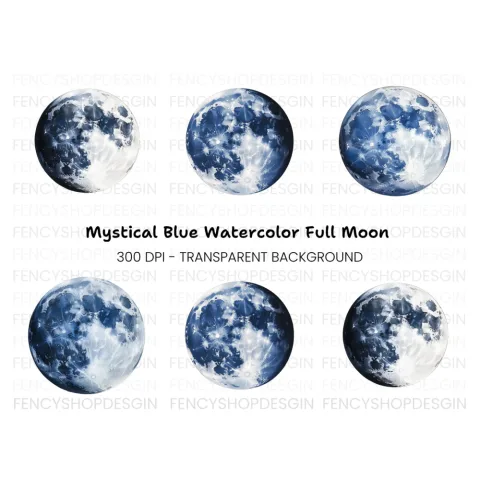 Blue Moon Phases Clipart Bundle