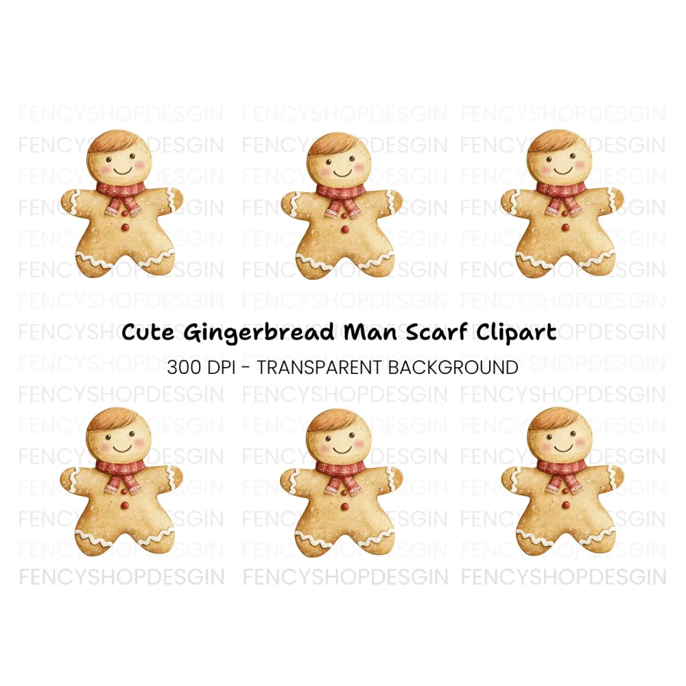 Gingerbread Man with Scarf Clipart Bundle