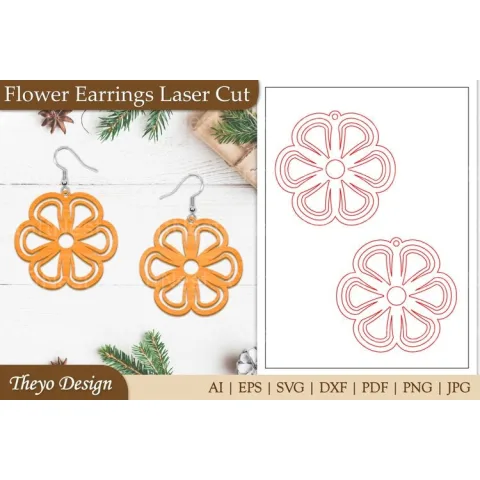 Lasercut Flower Earrings SVG Bundle