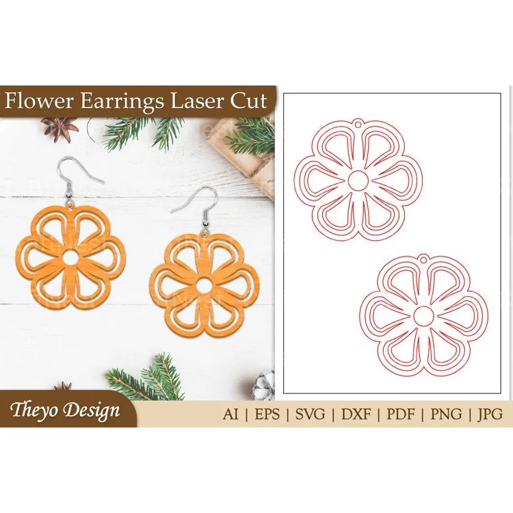 Lasercut Flower Earrings SVG Bundle