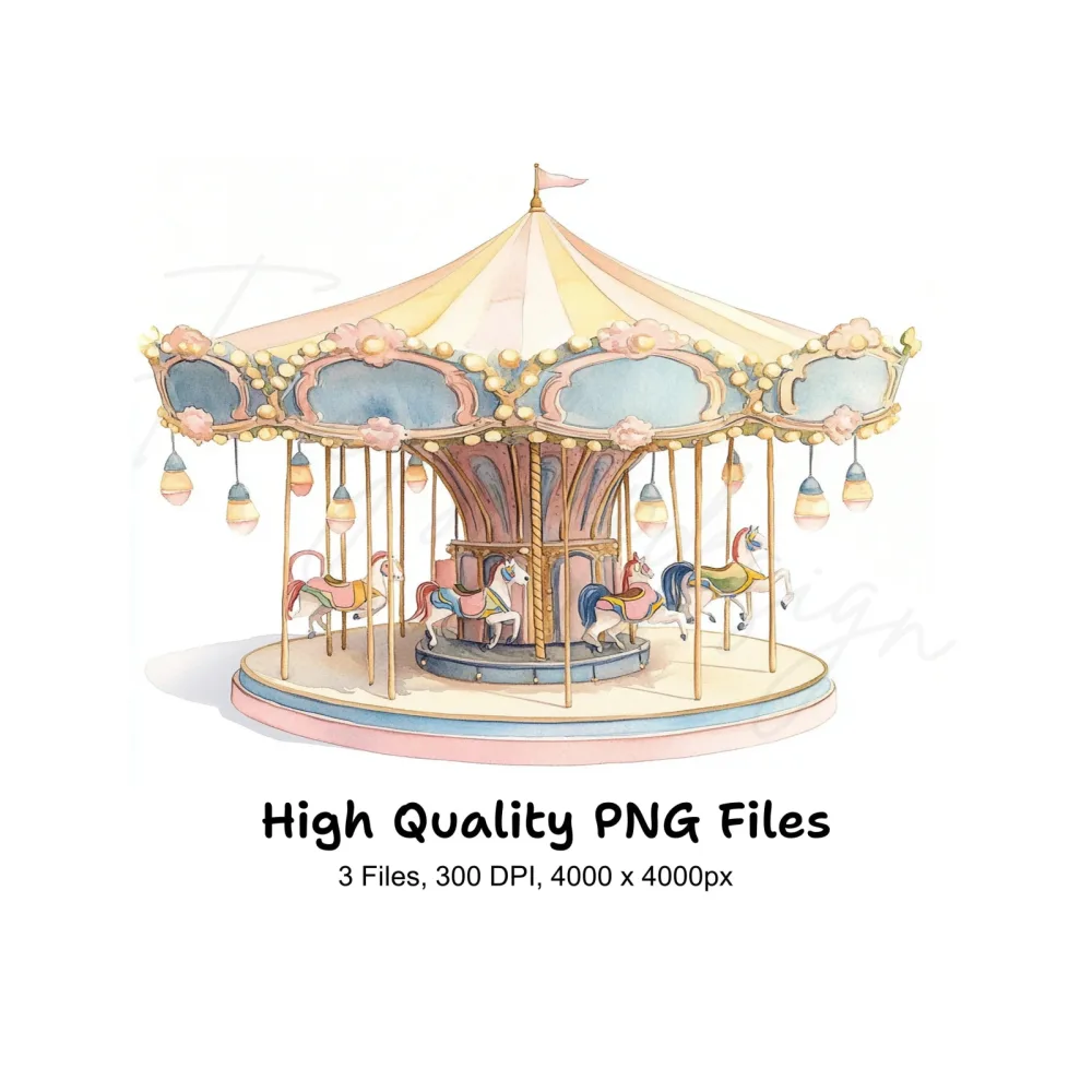 Vintage Carousel Clipart Bundle