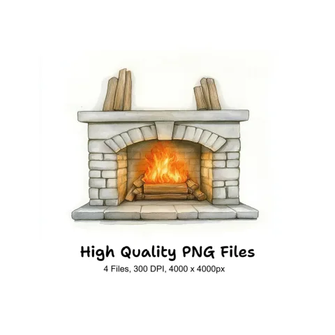 Cozy Fireplace Clipart Bundle