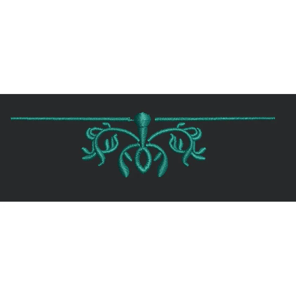 Teal Ornamental Floral Divider Embroidery Design