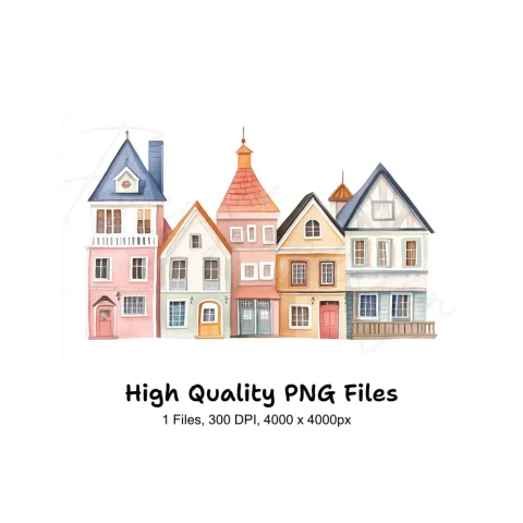 European Townhouse Clipart Bundle
