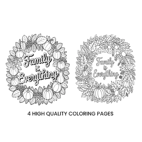 Family Is Everything Autumn Wreath Coloring Books