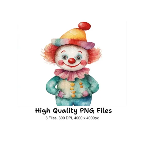 Cute Clown Faces and Body Clipart Bundle