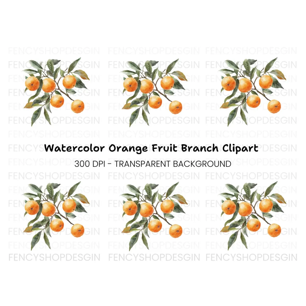 Orange Fruit Branch Clipart Bundle