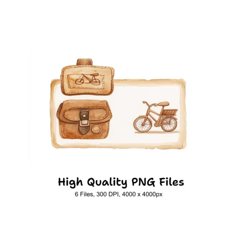 Retro Bicycle and Bag Clipart Bundle