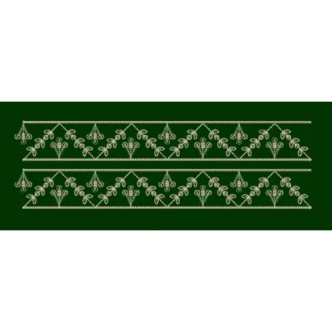 Green Diamond Leaf Double Border - Dark Green & White Embroidery Design