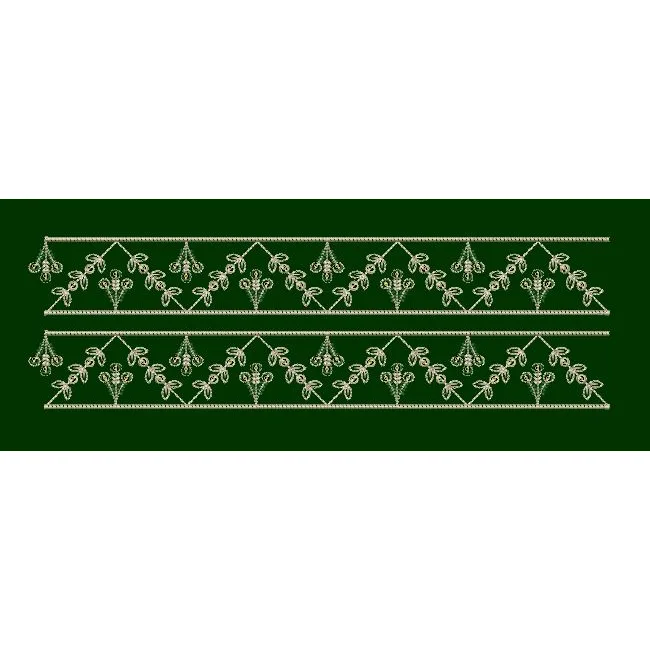 Green Diamond Leaf Double Border - Dark Green & White Embroidery Design