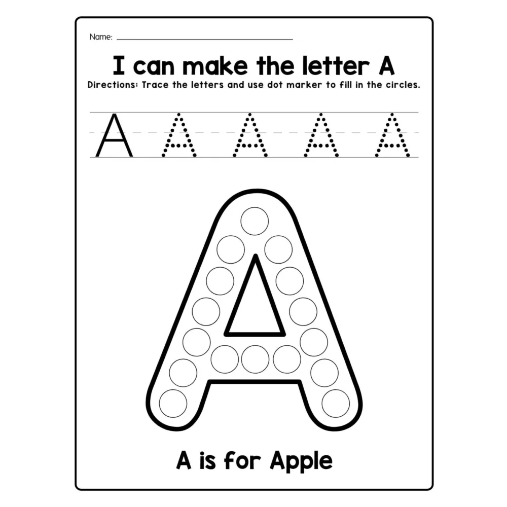 Alphabet Dot Marker Tracing Coloring Worksheets