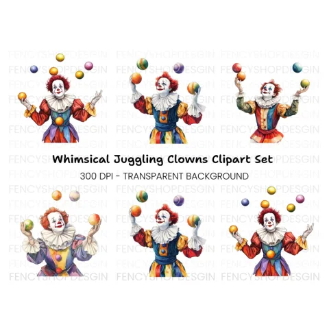 Juggling Clowns Clipart Bundle