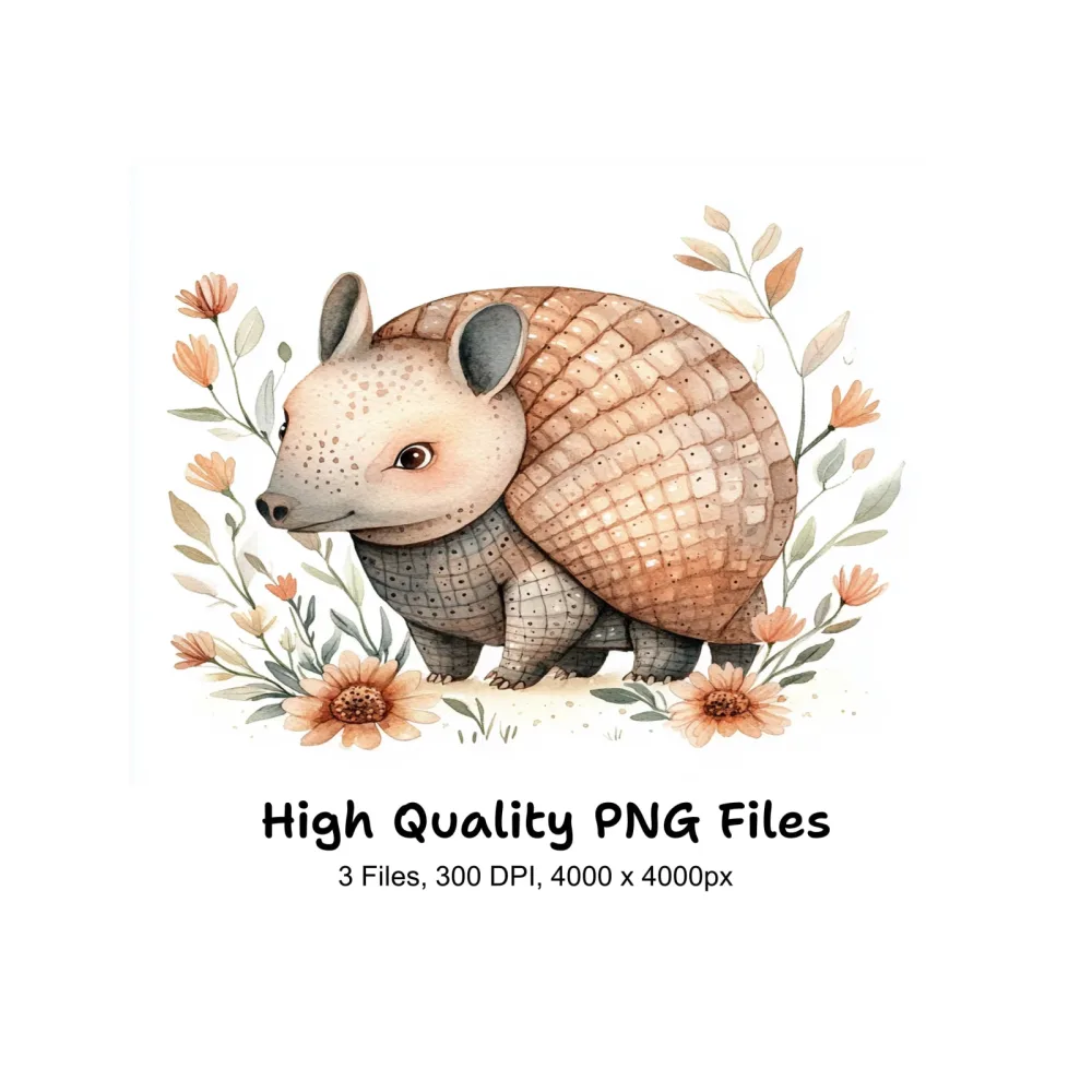 Charming Armadillo Clipart Bundle