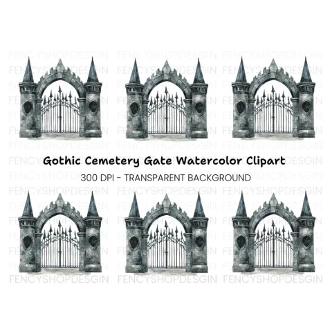 Medieval Stone Gate Clipart Bundle