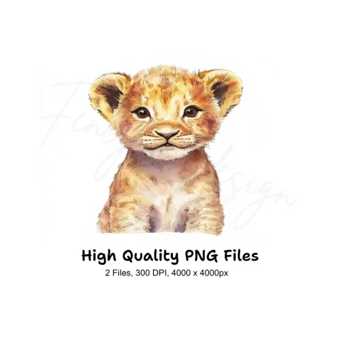 Sweet Lion Cub Duo Clipart Bundle