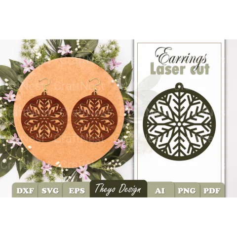 Snowflake Mandala Earrings SVG Bundle