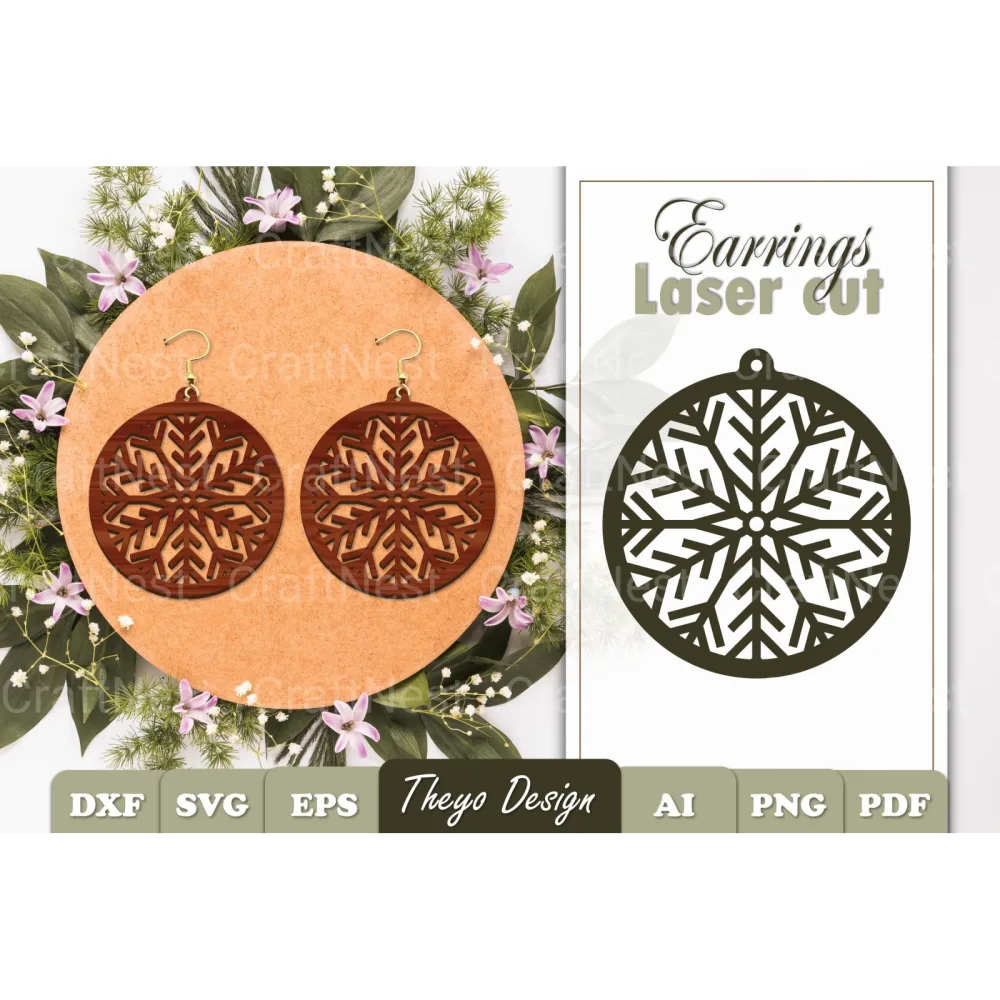 Snowflake Mandala Earrings SVG Bundle