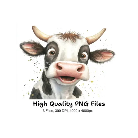 Funny Holstein Cow Faces Clipart Bundle
