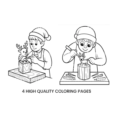 Carving Reindeer Christmas Coloring Books