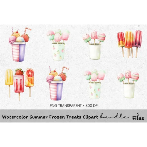 Summer Frozen Treats Clipart Bundle