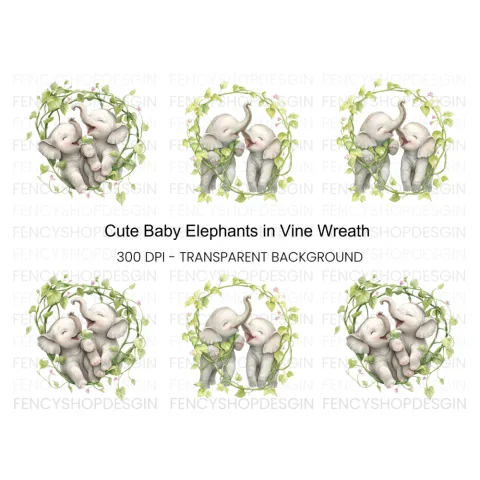 Cute Baby Elephant Clipart Bundle