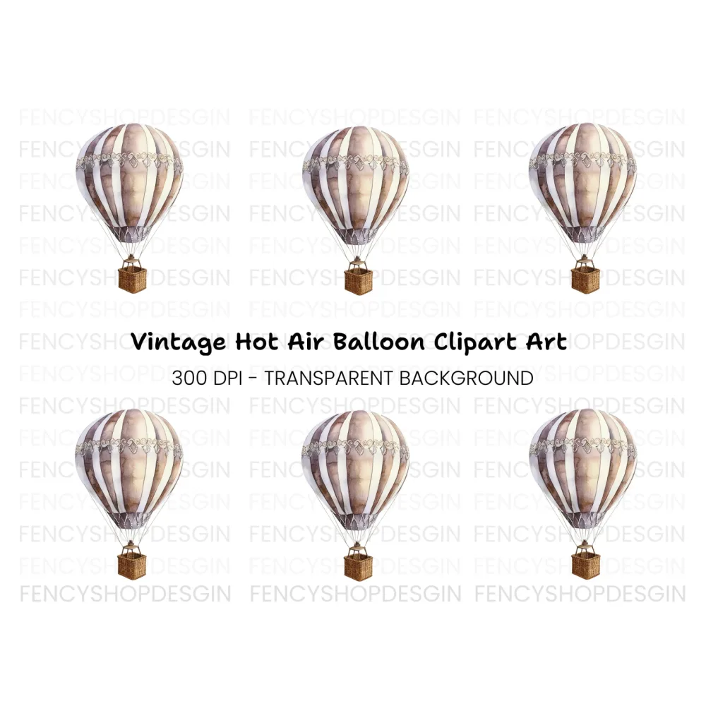 Elegant Hot Air Balloon Clipart Bundle