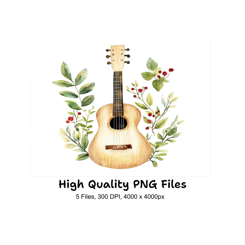 Nature Inspired Guitar Clipart Bundle
