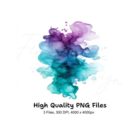 Colorful Alcohol Ink Splash Designs Clipart Bundle