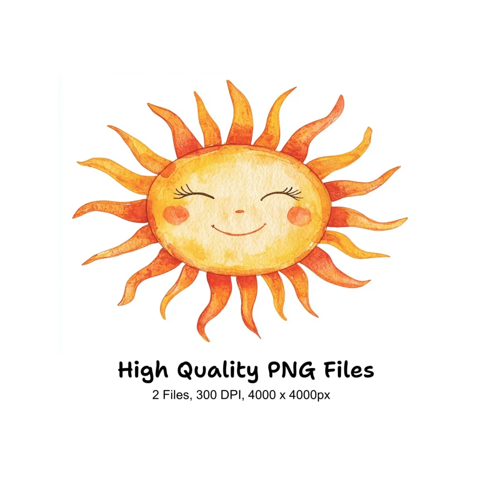 Whimsical Sun with Warm Hues Clipart Bundle