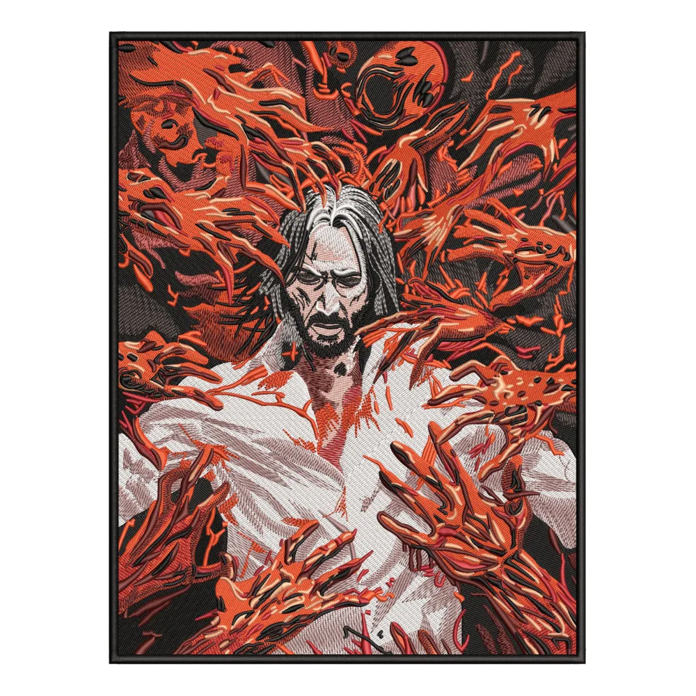 Man With Creature Embroidery Design