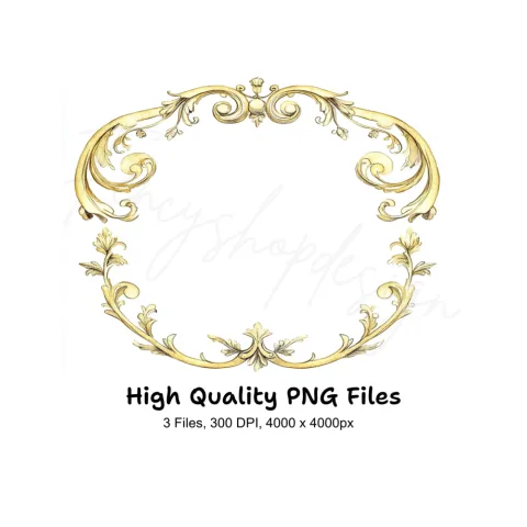 Elegant Gold Ornate Frames Clipart Bundle