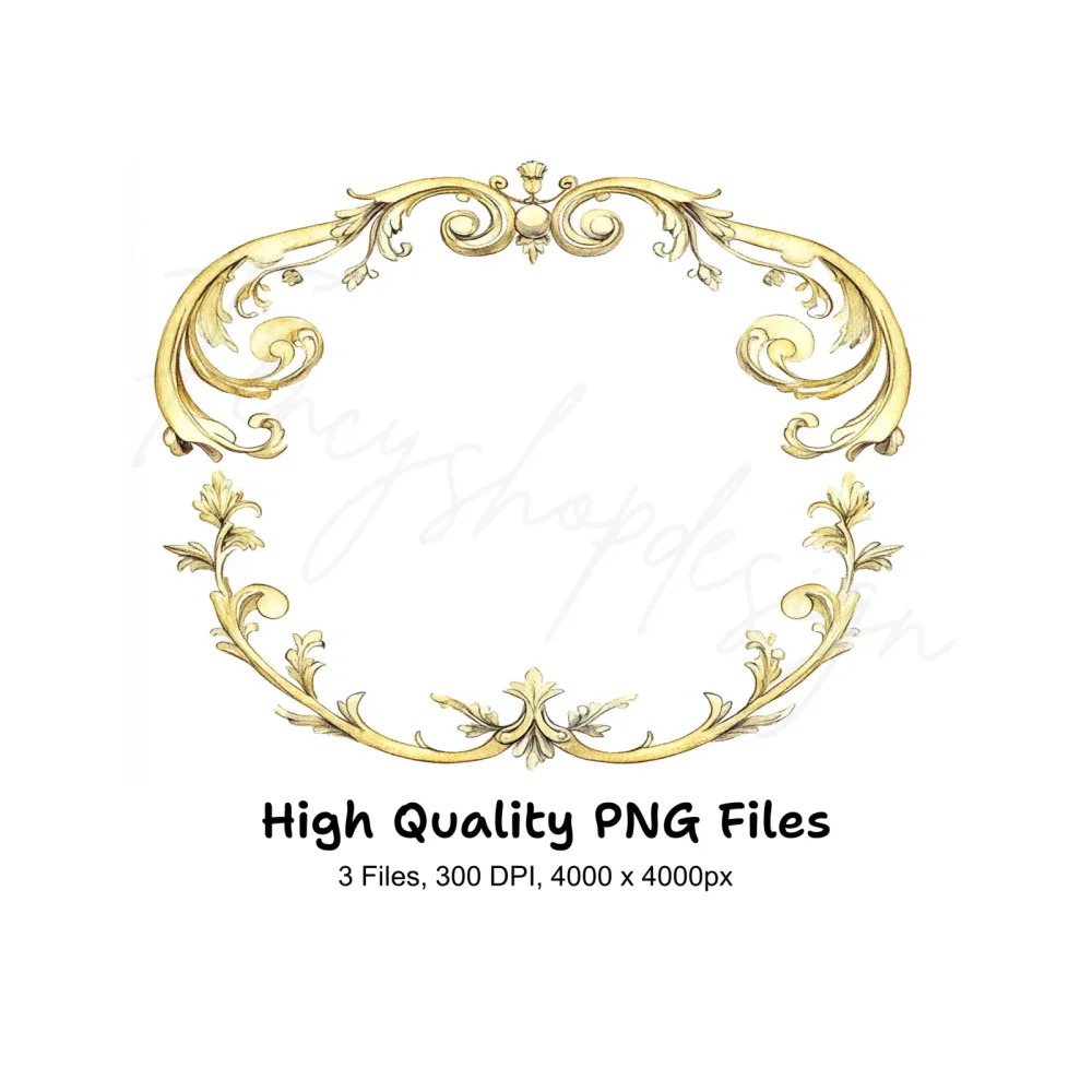 Elegant Gold Ornate Frames Clipart Bundle
